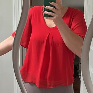 Elegant Red V-Neck Women's Top
